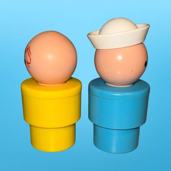 Vintage Fisher Price BIG Little People Sailor Red Wavey Hair Yellow Shirt Boy FP - Picture 3 of 8